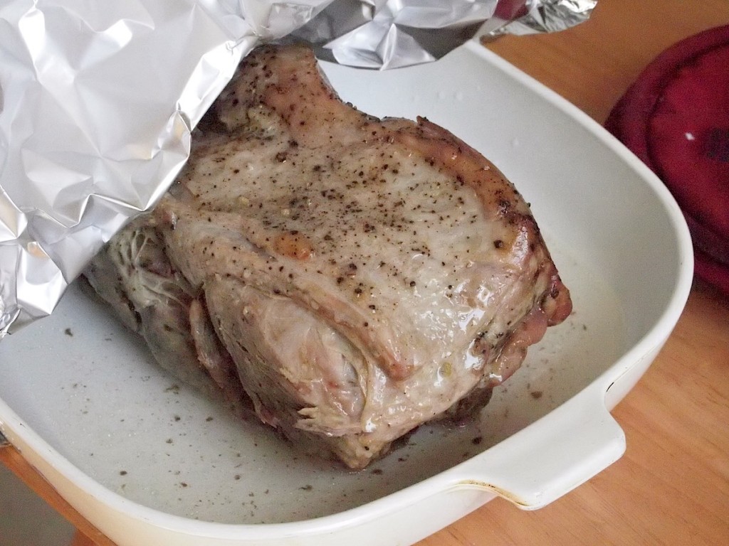 pork in braising pan